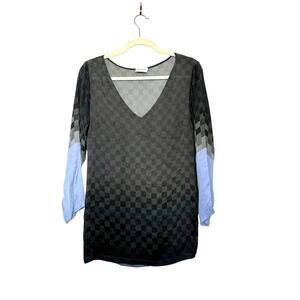 Dries Van Noten Checkered Ombré Silk Blouse Size 38